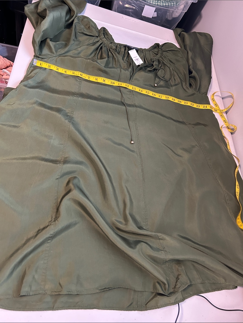 Banana Republic Olive Green Silk Dress NWT - Picture 8 of 13